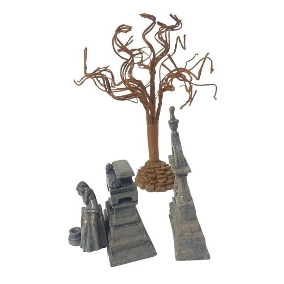 Lemax Miniature Gothic Tombstones & Tree Set For Dioramas 3D Printed - Picture 4 of 6